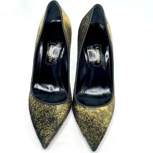 Lanvin Classic Gold Metallic Calf Hair Pumps